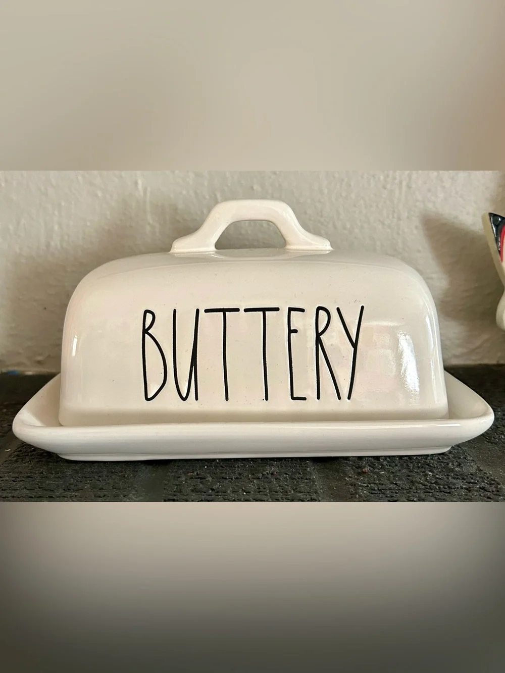 Rae Dunn “Buttery” Covered Butter Dish with “Smooth” Tray